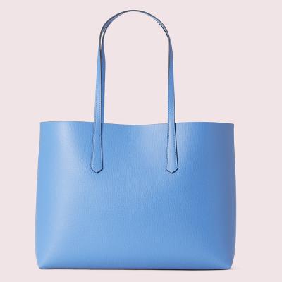 China Custom Leather Blue Ladies Shopper Purse Large Tote Bag Shoulder Shopper Handbag Working Purse For Women for sale