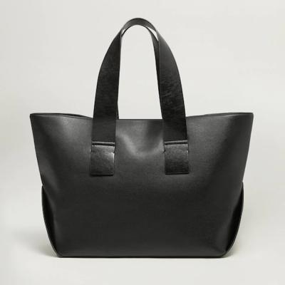 China Custom Lady Large Tote Bag Shoulder Shopper Handbag Black Leather Purse Lady Shopper Purse For Women for sale
