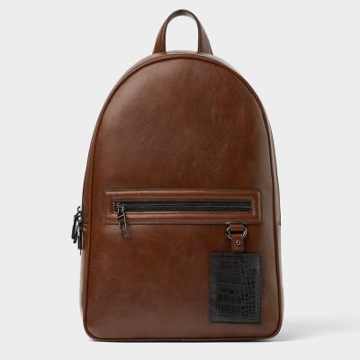 China Custom Made Smooth PU Leather Vegan Logo Laptop Business Backpack Waterproof Bagpack Bag For Men for sale