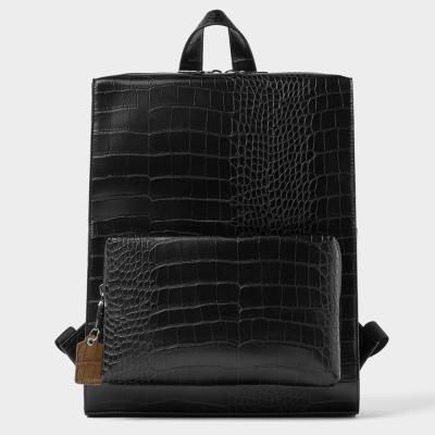 China Luxury Croc Logo Waterproof Custom PU Leather Color Mens School Laptop Backpack Bagpack For Teens Men for sale