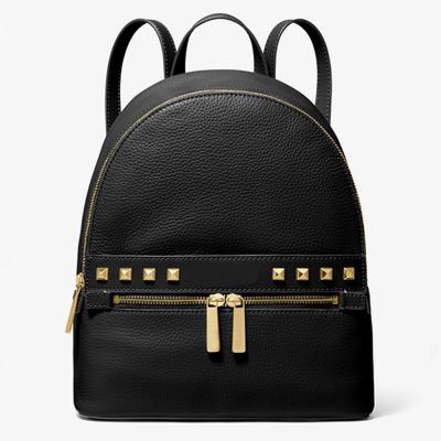 China Custom Logo Black Leather Ladies Studded Waterproof Custom Backpack Women College College School Backpack for sale