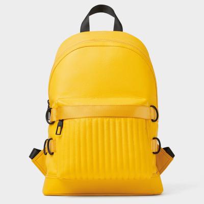 China Custom Logo Pebble Leather Yellow Mens School Backpack Waterproof Purse Waterproof Bagpack Bag For Men for sale