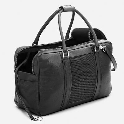 China Custom Viable Logo Pebble Leather Luxury Fashion Black Pet Carrier Travel Dog Weekender Bag For Women for sale