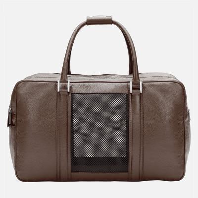China Custom Made Viable Logo Pebble Leather Luxury Ladies Fashion Pet Carrier Travel Dog Duffel Bag For Women for sale