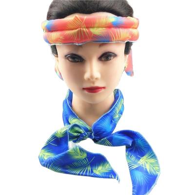China Reusable Colored Satin Cloth Quick Cool Beads Gel Scarf Cooling Band For Neck Head And More for sale
