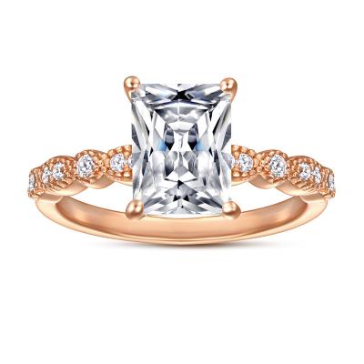 China Wholesale 925 Cut Halo Fashion Gold Classic 4 Radiant Silver Gold Plated Women Ring for sale