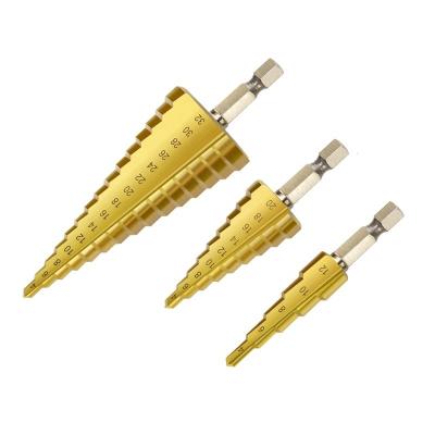 China Hot Sale HSS Flute Step Drilling Fast Speed Shank Step Shank Drill Bits Straight Titanium Coating Straight Drill Bits for sale