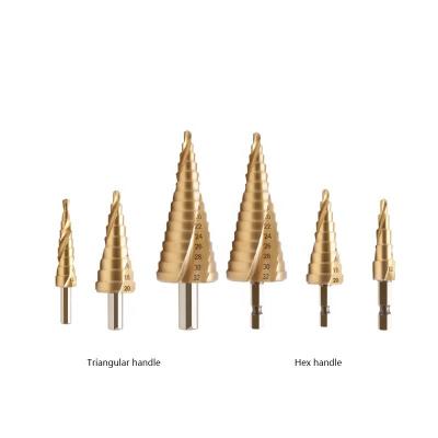 China New Product Fast Speed Drilling New Product Triangular Hexagon Spiral Groove Step Shank Triangular Groove Step Drill Bit for sale