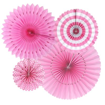 China 4 packs Paper Fans Baby Shower Supplier Engagement Party Decorations Paper Pinwheels Paper Rosettes factory manufacturer for sale