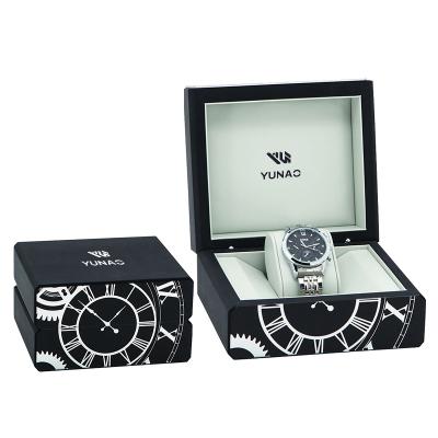 China Wood 2022 New Design Products Custom Logo Mdf Wooden Lacquered Finish Luxury Wood Watch Box for sale