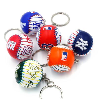 China Promotion Gift Wholesale 3D Baseball Key Chain MLB 6 Teams New York Yankees Ball Keychain Car Pendant Key Ring Backpack for sale