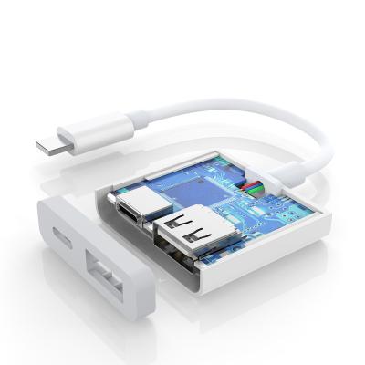 China Mobile Phone 8 Pin To USB 3.0 External Mobile Phone U Disk Converter 2-in-1 Converter OTG Adapter Power Supply For iPhone for sale