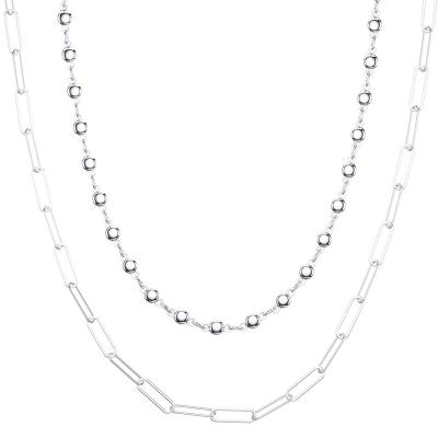China CLASSIC Christmas Gifts Silver Plated Women Jewelry Double Layer Chain Silver Necklace for sale
