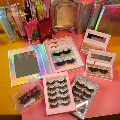 China Full Strip Lash Lashes Customized Package Branding And Logo Lashes Eyelash Packaging Box Empty 25MM Glitter Lash Box for sale