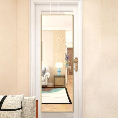 China Hotel Bathroom Home Decor Metal Frame Wall Hanging Long Rectangular Modern Minimalist Square Hanging Door Mirror for sale