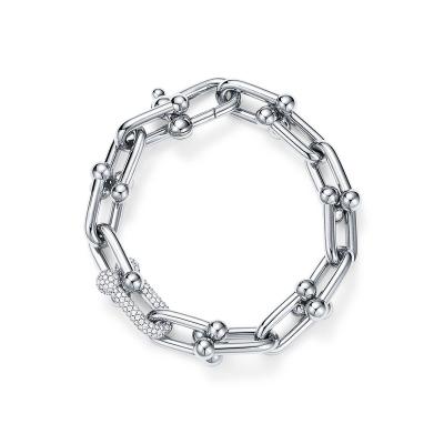 China CLASSIC 925 Sterling Silver TFN HardWear Big Link Bracelet Diamonds Hook Gold Zircon Stone Buckle Chain Bracelet Jewelry For Women for sale