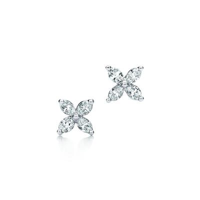 China Romantic Four Petal Zircon Tifny Jewelry Sterling Silver Diamonds Stud Earrings CLASSIC 925 Flower Stone Earrings For Women for sale