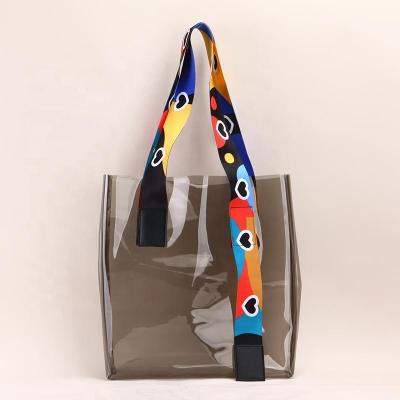 China Lady Lady BSCI Factory PVC Clear Large Tote Bag Handbag Plastic Shopping Bag With Own Logo for sale