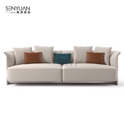 China Hot Selling Italian Home High End Custom Made Leather Couch Extended Sofa For Living Room for sale
