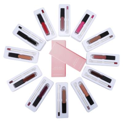 China Wholesale Sunscreen No Logo 2 in 1 Lip Liner Lip Gloss Set Logo Matte Long Lasting Liquid Lipstick Custom Made and Lip Liner Set OEM Logo for sale