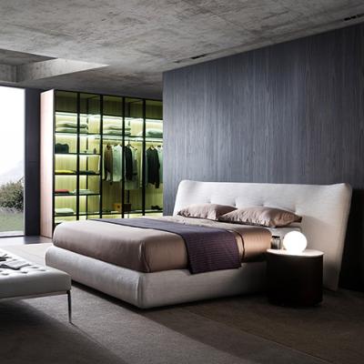 China Customized Size Bedroom Furniture Wood Frame Metal Frame Metal Leg Upholstered Bed for sale