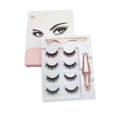 China 2022 newest styles long natural magnetic eyeliner no glue 3d mink false eyelash set for sale