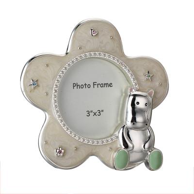 China Lovely creative hippo child photo frame enamel decorated baby photo frame gift frame for sale