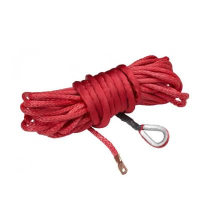 China 10mm x 30m high strong red 12 strand synthetic winch rope uhmwpe line for sale