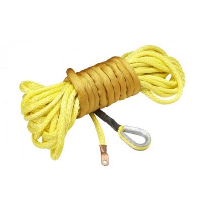 China 10mm x 30m high strong yellow 12 strand synthetic winch rope uhmwpe line for sale