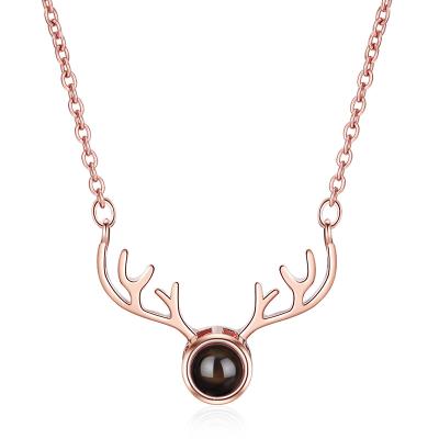 China 100 Languages I Love You Environmental Friendly Projection Necklace Rose Gold Deer Memory Choker Pendant Necklace (KNK5121) for sale