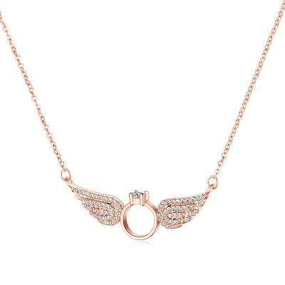China Environmental Friendly Women Fashion Full Zircon Angel Wings Copper Charms Necklace Ring Pendant Necklaces (KNK5106) for sale