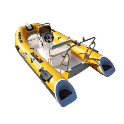 China Fiberglass China Factory 6 Capacity 3.6m 1.2mm PVC RIB Rigid Hull Inflatable Boat For Resell for sale