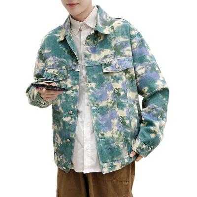 China OEM Custom Breathable 100% Cotton Mens Denim Trucker Jacket Colorful Tie Dye Denim Jacket For Men for sale