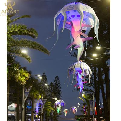 China 420D Oxford Cloth Led Lighting Inflatable Jellyfish Holiday And Festival Street Building Decoration for sale