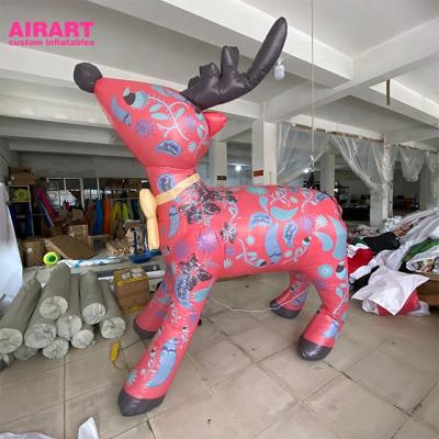 China Party Xmas Red Inflatable Deer Christmas Animal For Christmas Decorations for sale