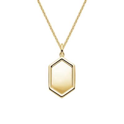 China Romantic Lady Fashion Design Hexagon 18k Yellow Gold Wedding Locket Necklace for sale