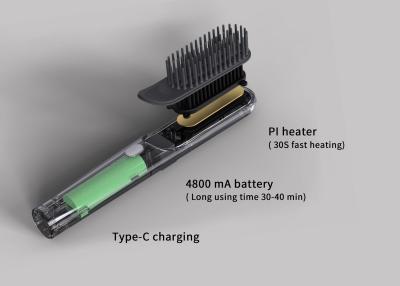 Cina Spazzola senza cordone ricaricabile del raddrizzatore dei capelli dell'anione di 3 regolazioni di temperatura in vendita