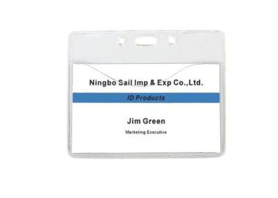 China PVC Wallet Conference Name Badge Holders With 1 Slot Hole On Head For Clamp Clip (95 x 78mm) 30302 for sale