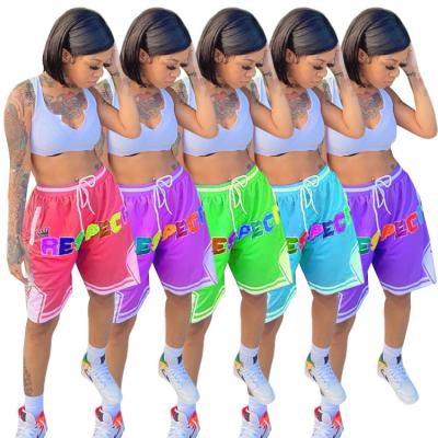 China Anti-Wrinkle Summer Letters Print Custom Gym Sweat Casual Women's Cotton Women Shorts Shorts for sale