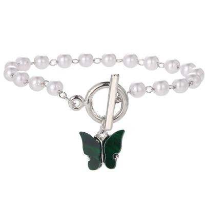 China FASHIONABLE Europe and the USA INS Butterfly Bead Pendant Bracelets Female Temperament OT Buckle Bracelet for sale