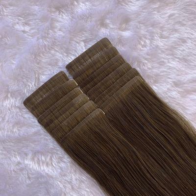 China No rejection. No tangling. Soft. Shiny Custom Amonhair PU Double Tape Invisible Skin Weft Seamless Hair Extensions for sale