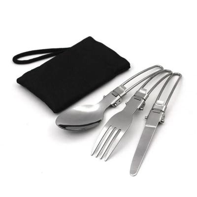 Chine Ensemble de vaisselle de camping en acier inoxydable avec fourchette et cuillère en argent à vendre