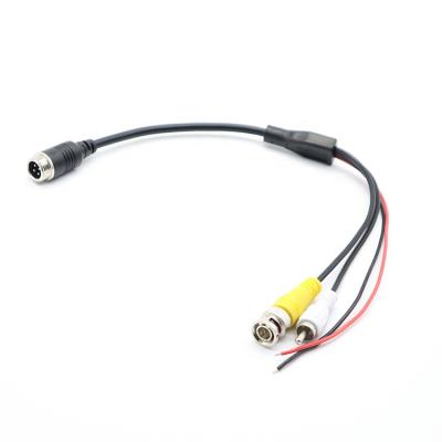 China Monitor 4 Pin Aviation Connector to RCA BNC Adapter Cable 2 in 1 Car Camera Aviation Cable for Backup Camera DVR for sale