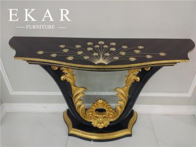 Китай High Gloss Antique Style Black Entry Golden Wood Carved Console Table продается