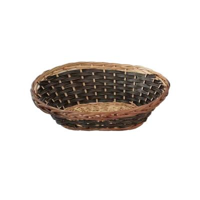 China New Style Eco - Friendly Rattan Serving Tray Woven Wicker Basket With Handle for sale