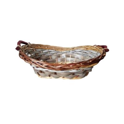 China Hot Selling Eco - Friendly Product Rattan Serving Tray Wicker Fruit Basket With Handle for sale