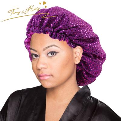 China Decorate Tracy and Herry European Popular Muslim Sequin Striped Muslim Round Hat Adjustable Hair Care Sleep Hat Turban for sale
