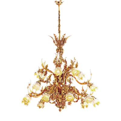 China French copper luxury glass hallway 18-burner post-modern European ceiling lamp living room background bedroom bedside lamp for sale
