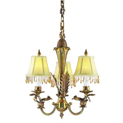 China European Ceiling Pendent Lamp Living Room Background Lamp Bedroom Bedside Lamp French Copper Luxury Iron for sale