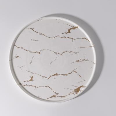 China White Gold Matte Glazed Porcelain Dinnerware Product Viable In Market Western Style Hotel Ceramics Coupe Fine Dinner Dish for sale